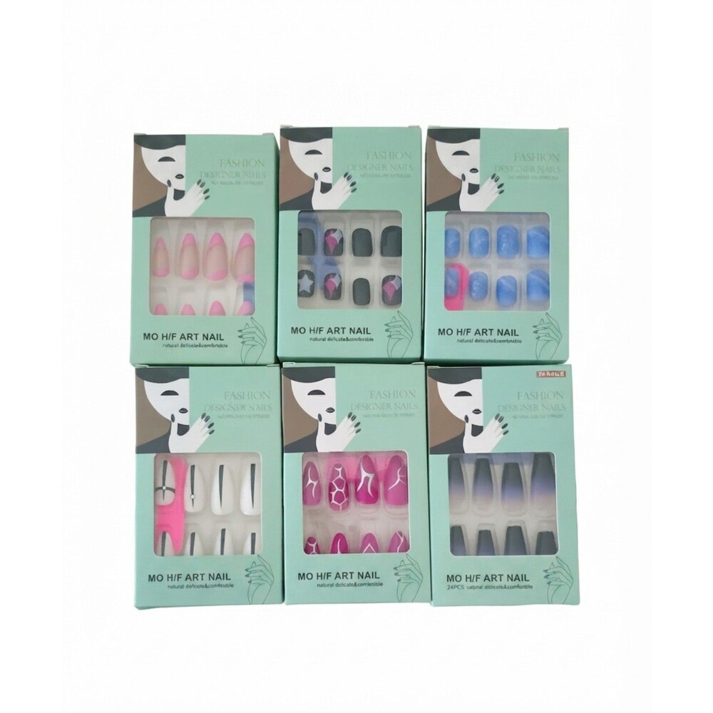 Fashion Designer False Nails (24PCS) 6 Pack Fake Nails Bundle